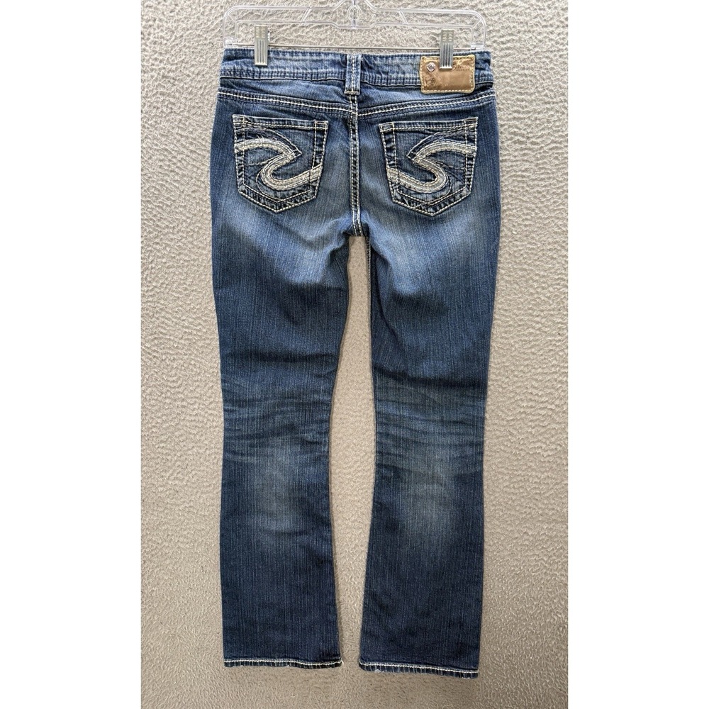 Silver Jeans Womens 26x31 Blue Aiko Bootcut Thick Stitch Distressed Rockabilly